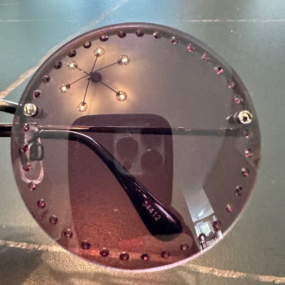 Brian Atwood Embellished Sunglasses Round Purple - Picture 6 of 8